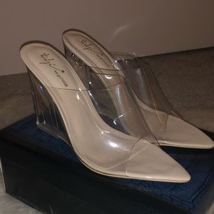Brand New US size 7 clear wedge heels!